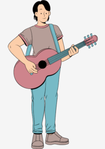 Joueur musique guitare basse ukulélé individuel